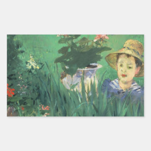 Adesivo Retangular Édouard Manet - menino nas flores