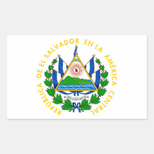 Adesivo Retangular El Salvador - emblema/pavilhão/casaco de armas/sím