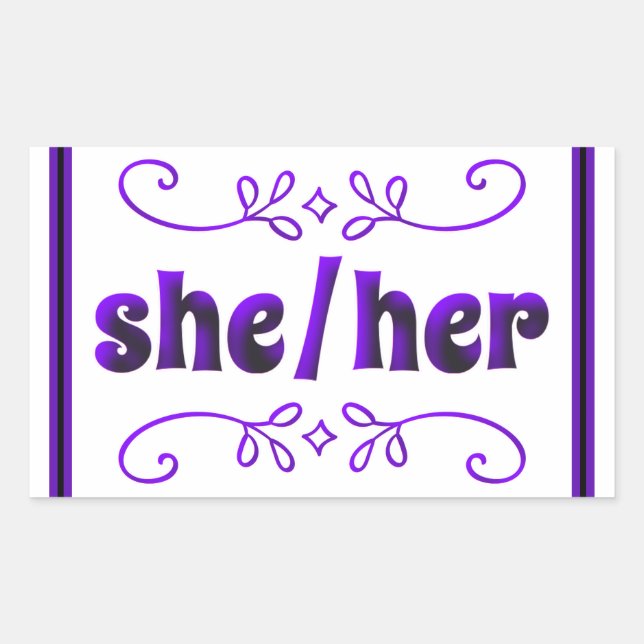 Adesivo Retangular Ela Seus Contingentes com Doodles Roxos (Frente)