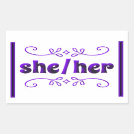 Adesivo Retangular Ela Seus Contingentes com Doodles Roxos