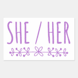 Adesivo Retangular Ela Sua design bonito de lavanda florida