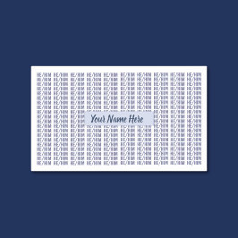 Adesivo Retangular Ele é um homem que se pronuncia em azul repetido