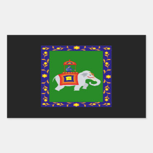 Adesivo Retangular Elefante da equitação do homem