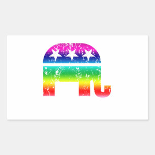 Adesivo Retangular Elefante Original Republicano Afetou Arco-Íris