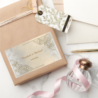 Adesivo Retangular Elegant Chic Gold Frame  Thank You