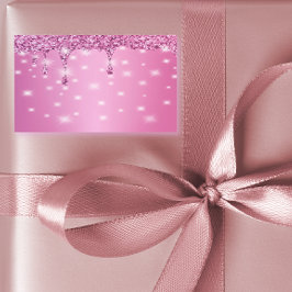 Adesivo Retangular Elegante Brilho Rosa Quente Gotejante
