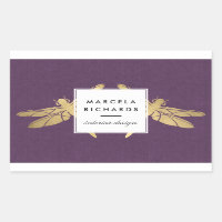 Elegante Faux Dourada Dragonfly Duo em Linen Roxo