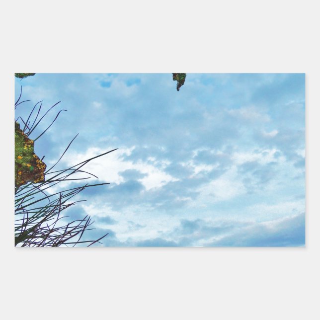 Adesivo Retangular Elegante Holly Christmas, céu azul (Frente)