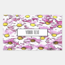 Adesivo Retangular Elegante margarida aquarela
