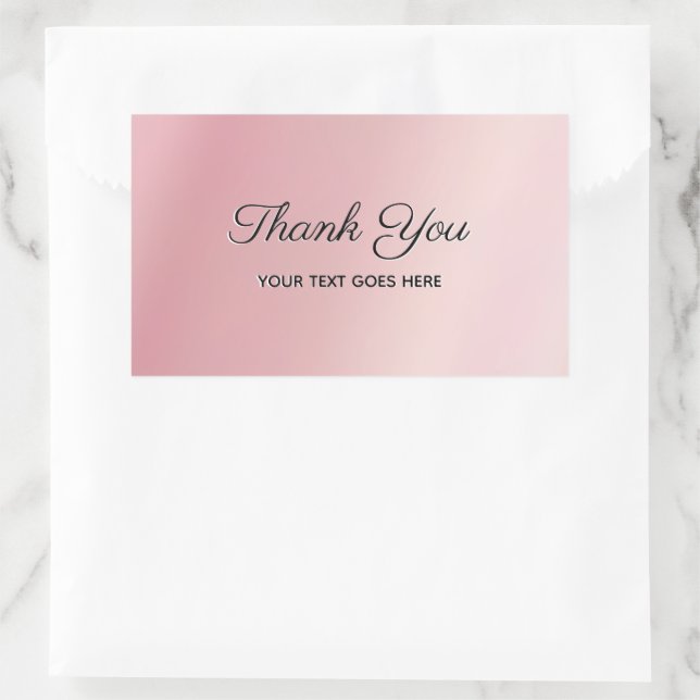 Adesivo Retangular Elegante Ouro Rosa Texto Personalizado Obrigado Lu (Bolsa)