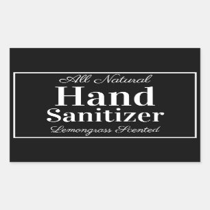 Adesivo Retangular Elegante Preto Personalizado Sanitzer De Mão