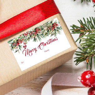 Adesivo Retangular Elegante Script Feliz Feriado de Natal