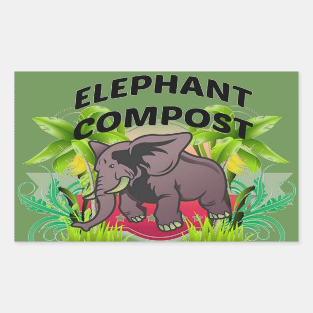Adesivo Retangular Elephant Compost Stickers! (Frente)