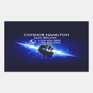 Adesivo Retangular Elétrico Busi, Legal Relâmpago Azul Moderno,