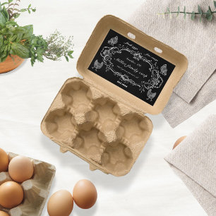 Adesivo Retangular Embalagem de Ovos de Chalkboard de Borda de Orname
