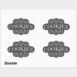 Adesivo Retangular Emblema de Design de Cookies em Filigrana Vintage