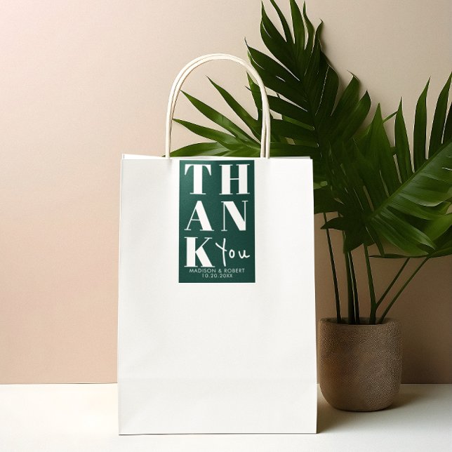 Adesivo Retangular Emerald Green Bold Simple Obrigado Favor De Casame (Criador carregado)