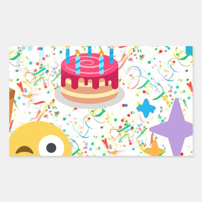 Adesivo Retangular emoji de feliz aniversário (Frente)