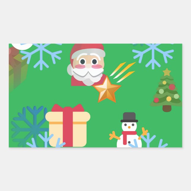 Adesivo Retangular emoji de natal verde (Frente)