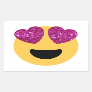Adesivo Retangular emoji do olho do coração com brilho