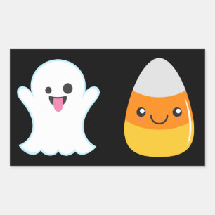 Adesivo Retangular Emoji Halloween Ghost & Candy Corn Stickers