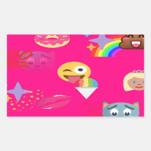 Adesivo Retangular emoji rosa quente