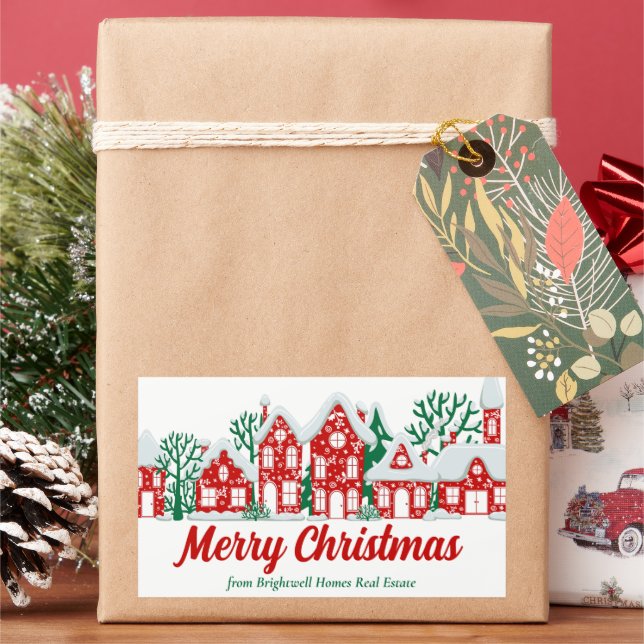 Adesivo Retangular Empresa de Imóveis Personalizada Presente de Natal (Feriado)