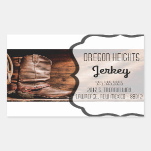 Adesivo Retangular Endereço Comercial Stickers Cowboy Boots Barn Woo