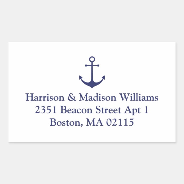 Adesivo Retangular Endereço de devolução personalizado azul marinho â (Frente)