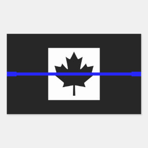 Adesivo Retangular Ênfase de linha azul fina na bandeira canadense