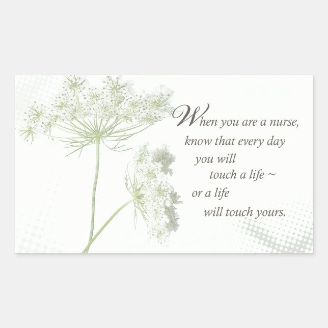Adesivo Retangular Enfermeira toca vida com flores selvagens (Frente)