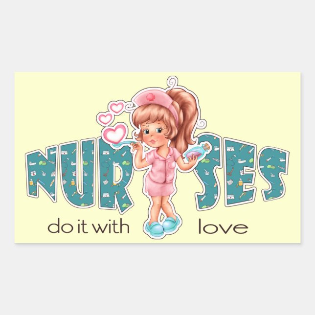Adesivo Retangular Enfermeiras fazem isso com o Amor. Enfermeiro Boni (Frente)