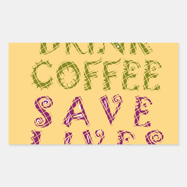 Adesivo Retangular Engraçado Café Selfie Design (Frente)