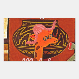 Adesivo Retangular Engraçado Girafa com legal texto Hakuna Matata Des