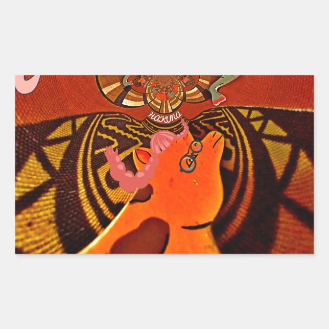 Adesivo Retangular Engraçado Girafa: Um Charme Africano Caleidoscópic (Frente)