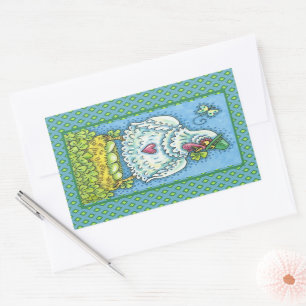 ADESIVO RETANGULAR ENGRAÇADO IRLANDÊS HEN, OVOS VERDES E SHAMROCKS 