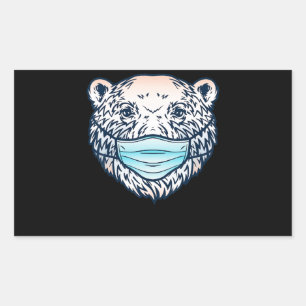 Adesivo Retangular Engraçado Urso Polar Vestindo Um Amante de os ani