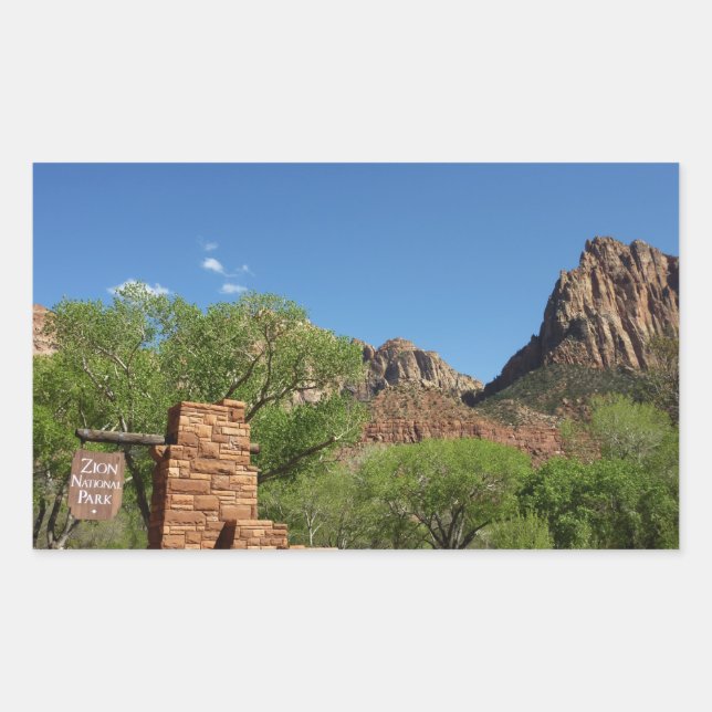 Adesivo Retangular Entrada do Zion National Park em Utah (Frente)