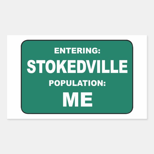 Adesivo Retangular Entrando na População de Stokedville Me (Frente)