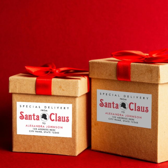 Adesivo Retangular Entrega de Natal para a Mesa de Papai Noel Vermelh (Criador carregado)
