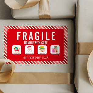 Adesivo Retangular Entrega de Presente Frágil Papai Noel Natal