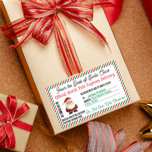Adesivo Retangular Entrega do Correio do Presente de Natal para o Pol