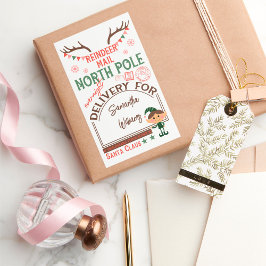 Adesivo Retangular Entrega especial de Papais noeis de Natal com nome