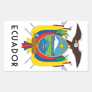 Adesivo Retangular Equador - símbolo/brasão/bandeira/cores/emblema