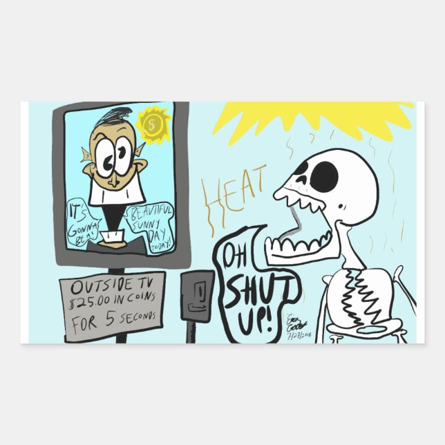Adesivo Retangular Erica Crooks Comics: Onda de calor de verão / comé (Frente)