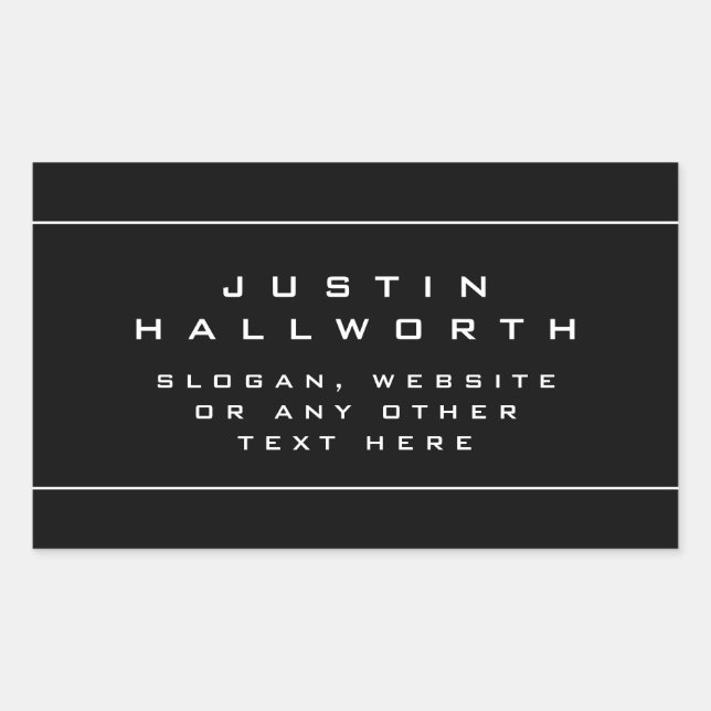 Adesivo Retangular Escuro e Branco com aparência única (Frente)