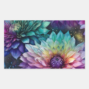 Adesivo Retangular Espaço Colorido Dahlia Flor
