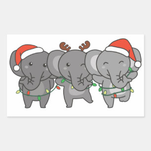 Adesivo Retangular Esquadra S Quadrada Cinzenta de Natal de Elefante