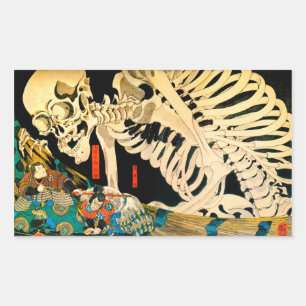 Adesivo Retangular Esqueleto convocado por Witch Kuniyoshi Fine Art