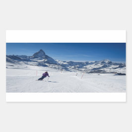 Adesivo Retangular Esqui com o Monte Matterhorn em Zermatt, Suiça